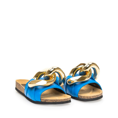 Shop Jw Anderson Leather Flat Sandals In Blue