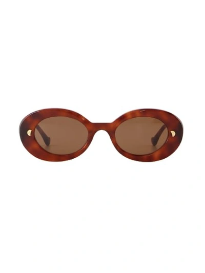 Shop Nanushka Brown Acetate Giva Sunglasses
