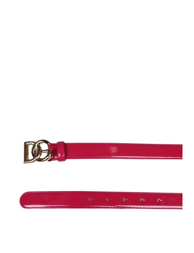 Shop Dolce & Gabbana Glossy Calfskin Belt In Red