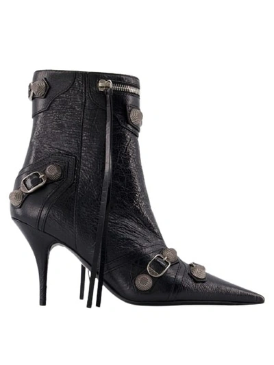 Shop Balenciaga Black Leather Cagole Ankle Boots