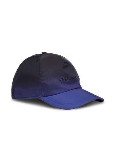 Shop Ferragamo Logo-appliqué Cotton Baseball Cap In Blue