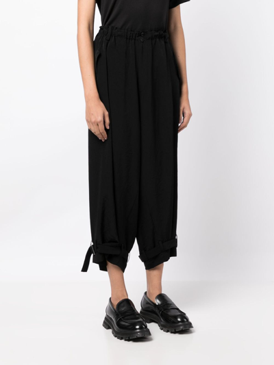 Shop Y's Buckled-cuffs Cropped Trousers In Black