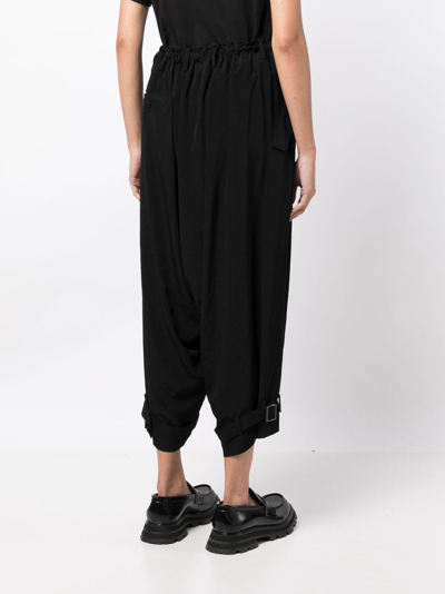 Shop Y's Buckled-cuffs Cropped Trousers In Black