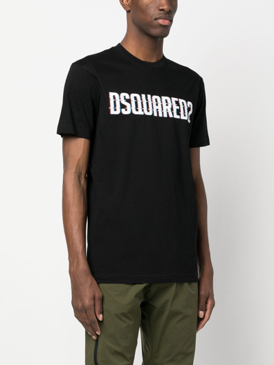 Dsquared2 Mens Black Brand-print Crewneck Regular-fit Cotton-jersey T-shirt In Black