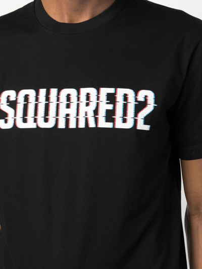 Dsquared2 Mens Black Brand-print Crewneck Regular-fit Cotton-jersey T-shirt In Black