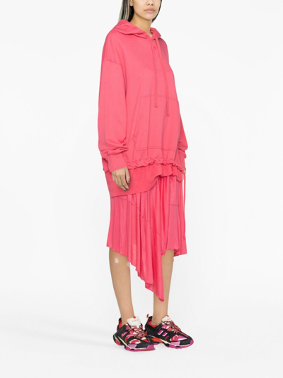 Shop Diesel D-roller Hoodie-style Asymmetric Midi Dress In Pink