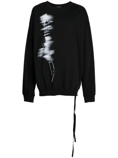 Shop Ann Demeulemeester Graphic-print Cotton Sweatshirt In Black