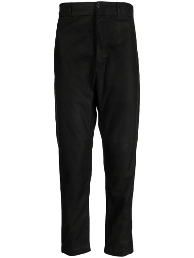 Shop Ann Demeulemeester Cropped Leather Trousers In Black