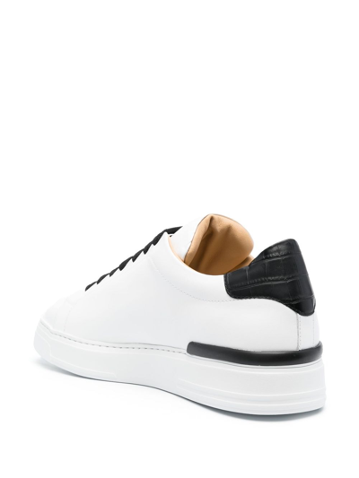 Shop Philipp Plein Logo-plaque Low-top Leather Sneakers In White