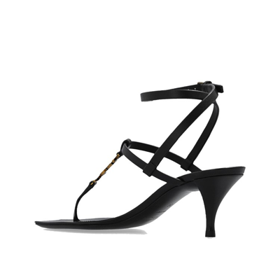 Shop Saint Laurent Cassandra Heeled Sandals In Black