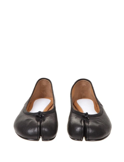 Shop Maison Margiela Tabi Ballerina In Black Leather