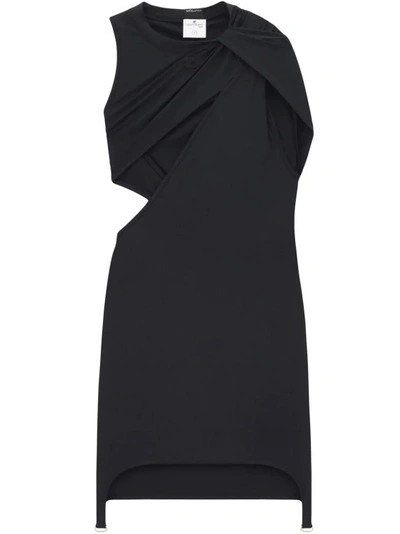 Shop Courrèges Twist Jersey Tech Dress In Black