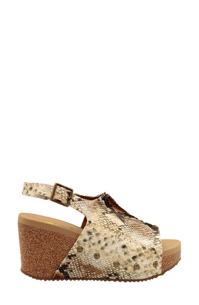 Volatile Division Platform Wedge Sandal In Beige Multi