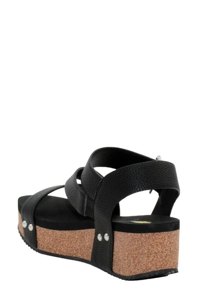 Volatile Biloxi Platform Wedge Sandal In Black Faux Leather