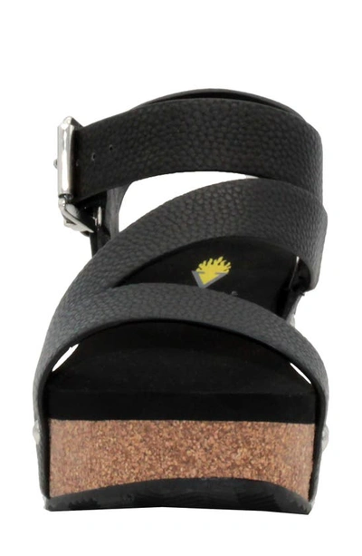 Volatile Biloxi Platform Wedge Sandal In Black Faux Leather
