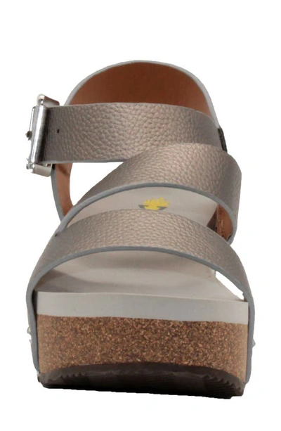 Volatile Biloxi Platform Wedge Sandal In Pewter Metallic Faux Leather