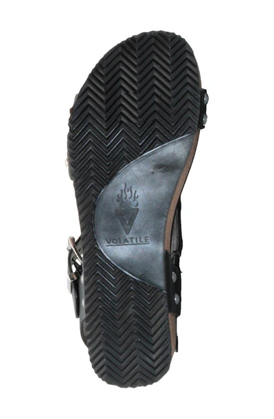 Volatile Biloxi Platform Wedge Sandal In Black Faux Leather