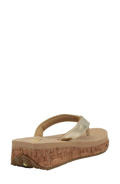 Volatile Neville Platform Flip Flop In Gold Faux Leather