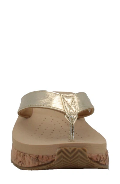 Volatile Neville Platform Flip Flop In Gold Faux Leather
