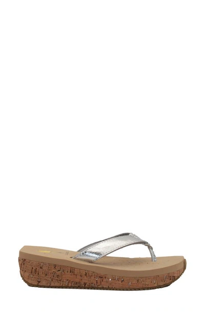 Shop Volatile Neville Platform Flip Flop In Silver Faux Leather