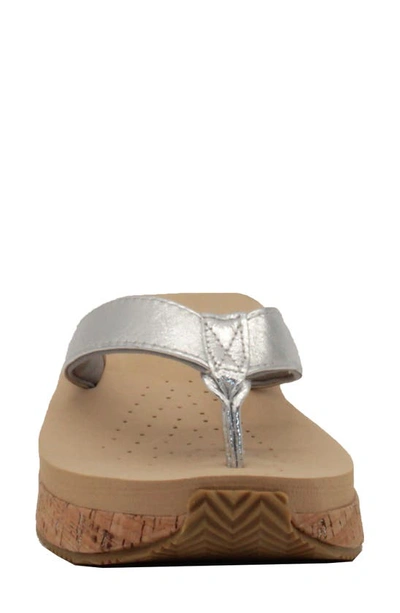 Shop Volatile Neville Platform Flip Flop In Silver Faux Leather