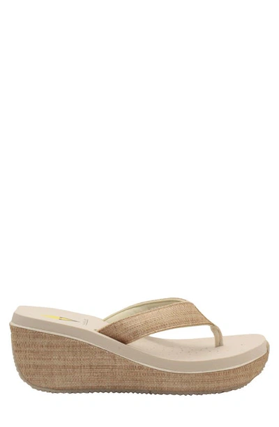 Volatile Bahama Platform Wedge Flip Flop In Bone