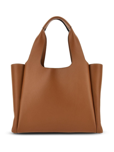Shop Hogan Medium H-bag Leather Tote Bag In Braun
