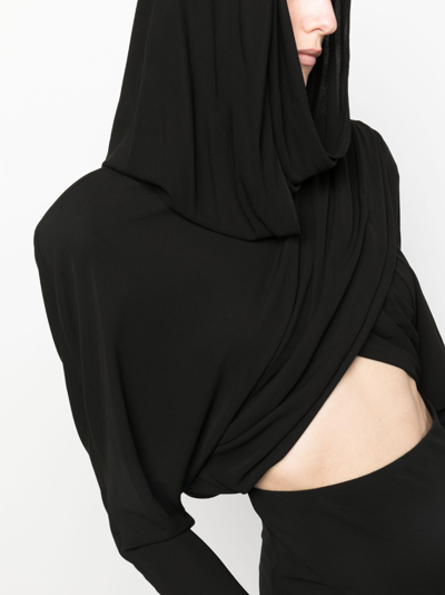 Shop Saint Laurent Long-sleeve Hooded Gown In Schwarz