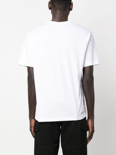 Shop Karl Lagerfeld Monogram-print Organic Cotton T-shirt In White