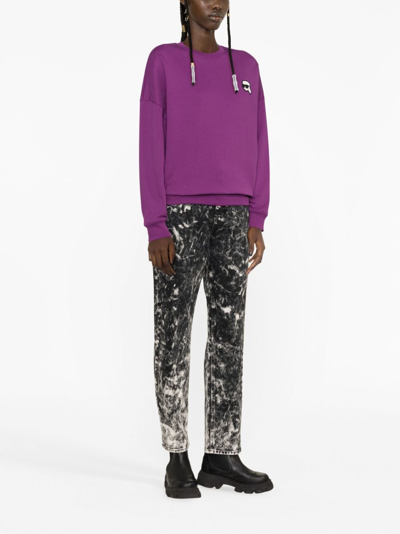 Shop Karl Lagerfeld Ikonik 2.0 Cotton Sweatshirt In Purple