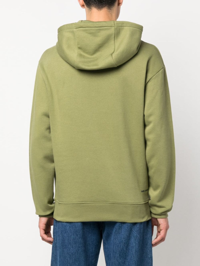 Shop Karl Lagerfeld Logo Print Hoodie In Green