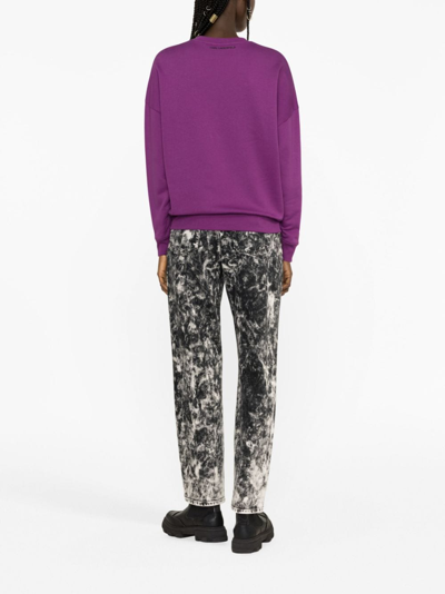 Shop Karl Lagerfeld Ikonik 2.0 Cotton Sweatshirt In Purple