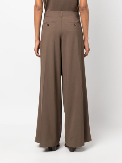 Shop Theory Pleat-detail Wide-leg Trousers In Braun