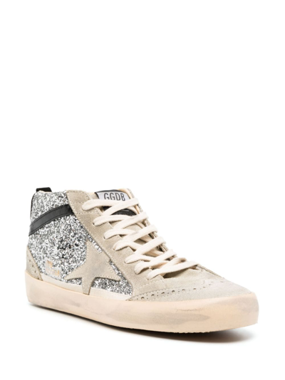 Shop Golden Goose Mid Star Glitter Sneakers In Grau