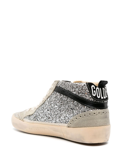 Golden Goose Mid Star Glitter Upper Suede Toe St In Grau