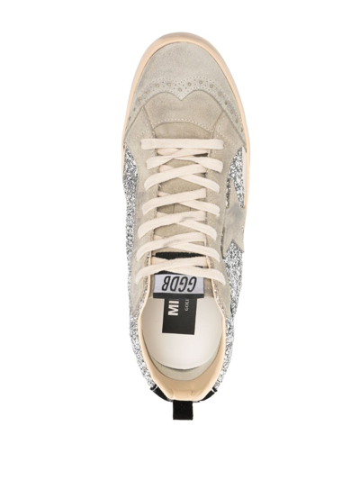 Shop Golden Goose Mid Star Glitter Sneakers In Grau