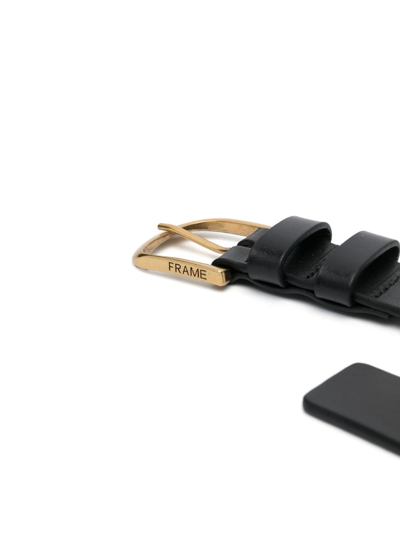 Shop Frame Twist-buckle Leather Belt In Schwarz