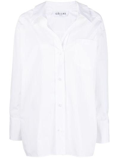 Shop Callas Milano Petra Oversized Cotton Shirt In White