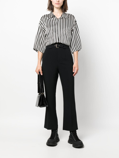 Shop Red Valentino High-waisted Cropped Trousers In Schwarz