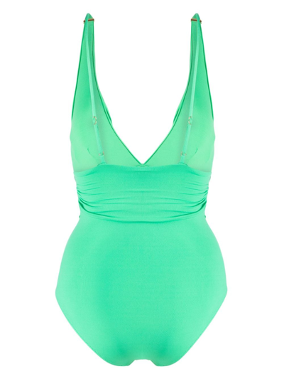 Shop Melissa Odabash Panarea Ruched Swimsuit In Grün