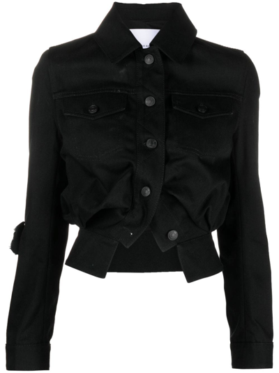 Shop Cecilie Bahnsen Sean Denim Jacket In Black