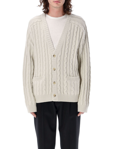 Shop Helmut Lang Cable Knit Cardigan In Dove