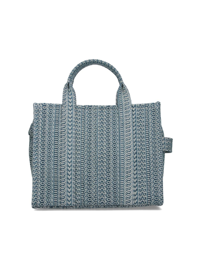 Shop Marc Jacobs The Large Monogram Tote Bag In Sun Faded Denim