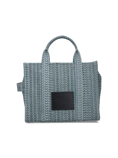 Shop Marc Jacobs The Large Monogram Tote Bag In Sun Faded Denim