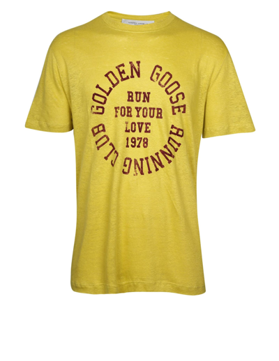 Shop Golden Goose Linen T-shirt Color Maize