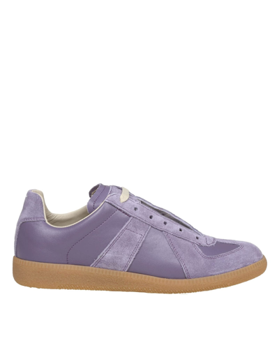 Shop Maison Margiela Replica Sneakers In Wisteria Color Leather And Suede In Lilac