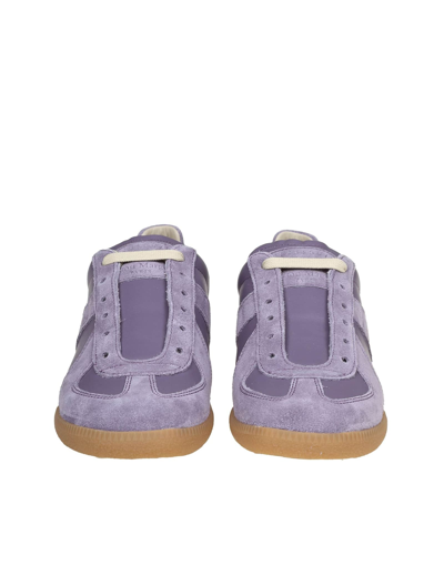 Shop Maison Margiela Replica Sneakers In Wisteria Color Leather And Suede In Lilac