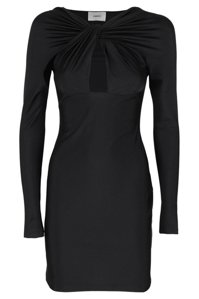 Shop Coperni Twisted Cut-out Jersey Dress In Black Black