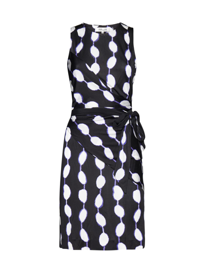 Shop Diane Von Furstenberg Dress In Shibori Dot Lg Black