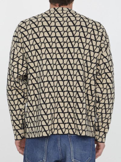 Shop Valentino Toile Iconographe Wool Sweater In Beige